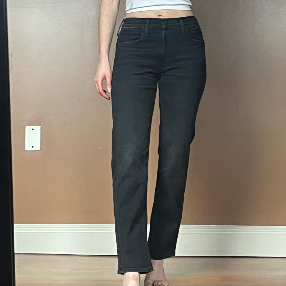 MOTHER Black Straight Leg Jeans Mid/High-Waisted